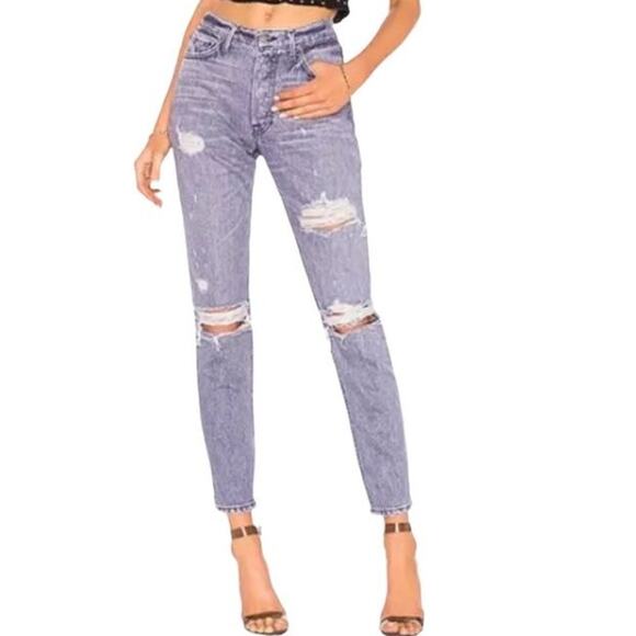 GRLFRND Karolina A Little More Love Purple Washed High-Rise Skinny Jean Size 24 - Picture 1 of 8